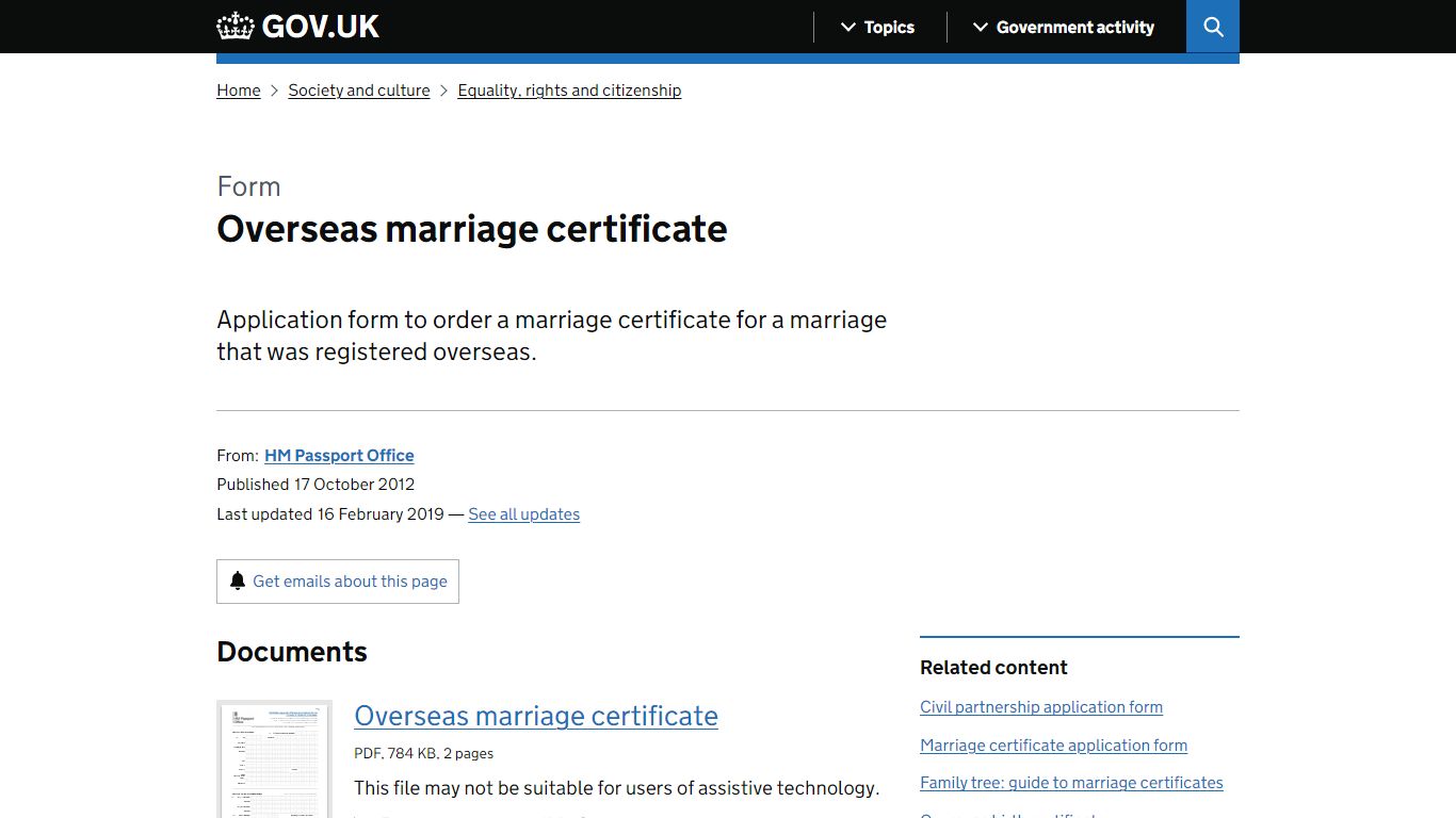 Overseas marriage certificate - GOV.UK